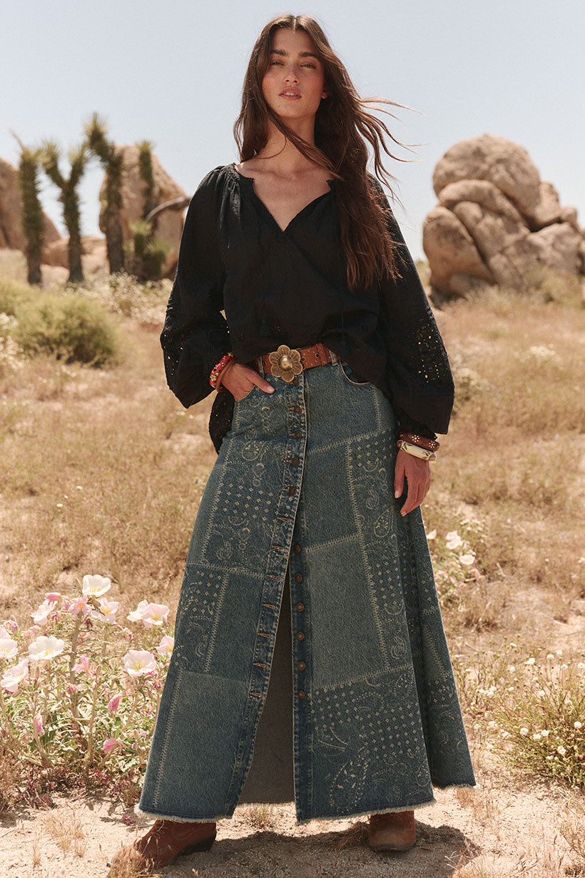 Road Trip Denim Maxi Skirt