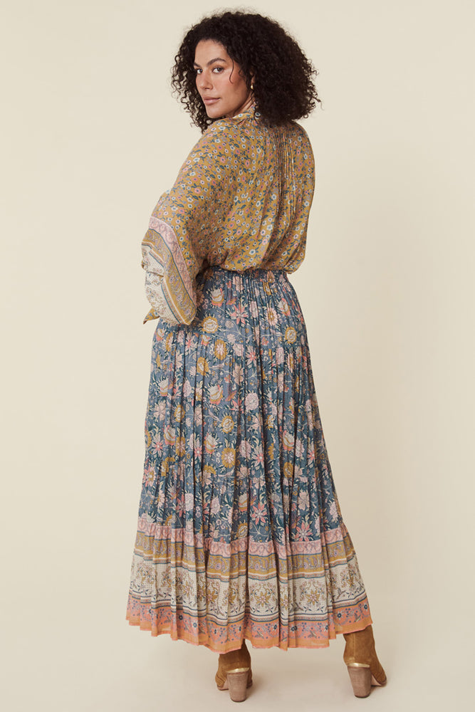 Mossy Button Through Maxi Skirt